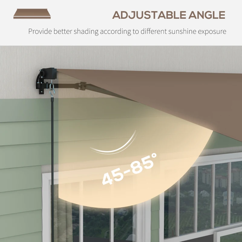 Outsunny 13' x 10' Retractable Awning, 280gsm UV Resistant Sunshade Shelter for Deck, Balcony, Yard, Coffee(m-5)