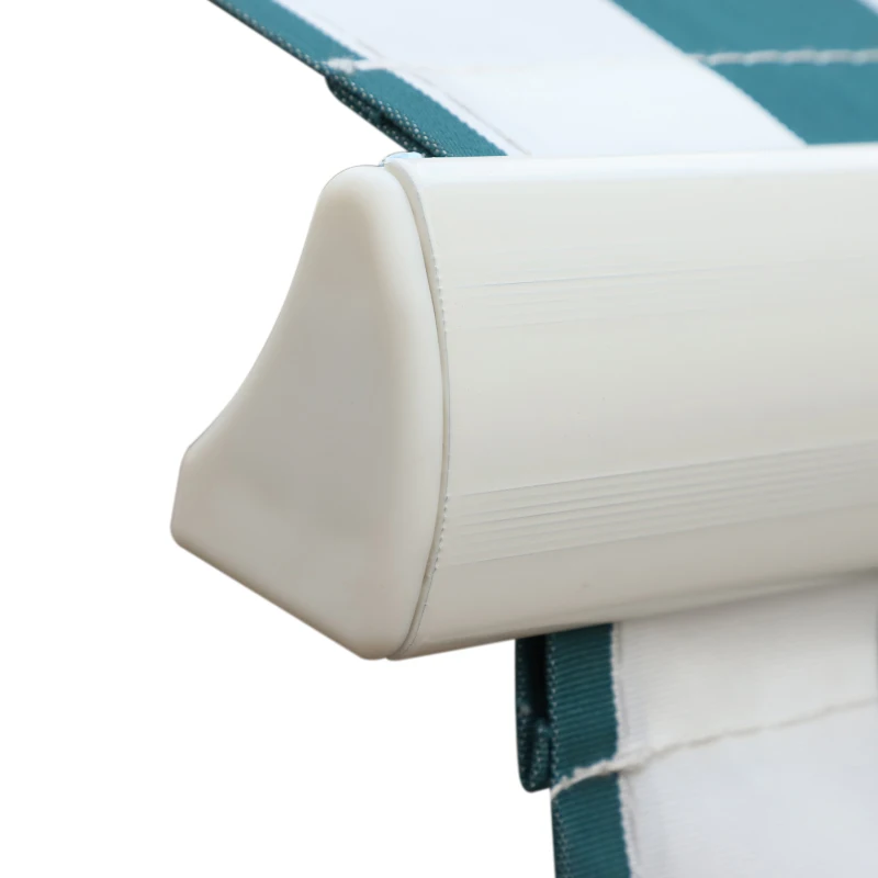 Outsunny 12' x 10' Retractable Awning Patio Awnings Sun Shade Shelter with Manual Crank Handle, Green and White