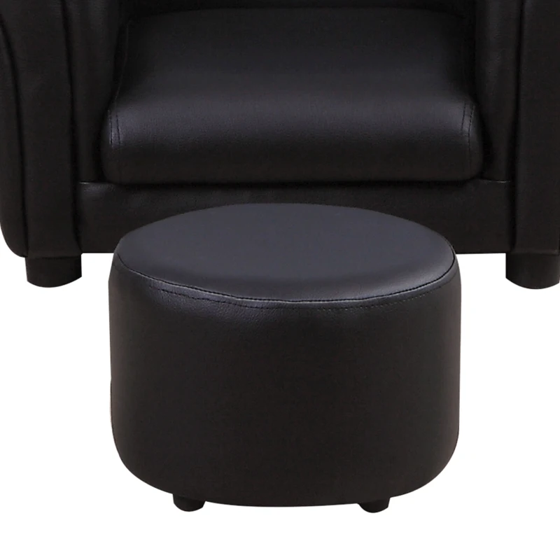 Qaba Kids Sofa Set with Footstool, Upholstered Armchair for Kids 18M+, Baby Sofa for Playroom, Children's Bedroom, Nursery Room, Black
