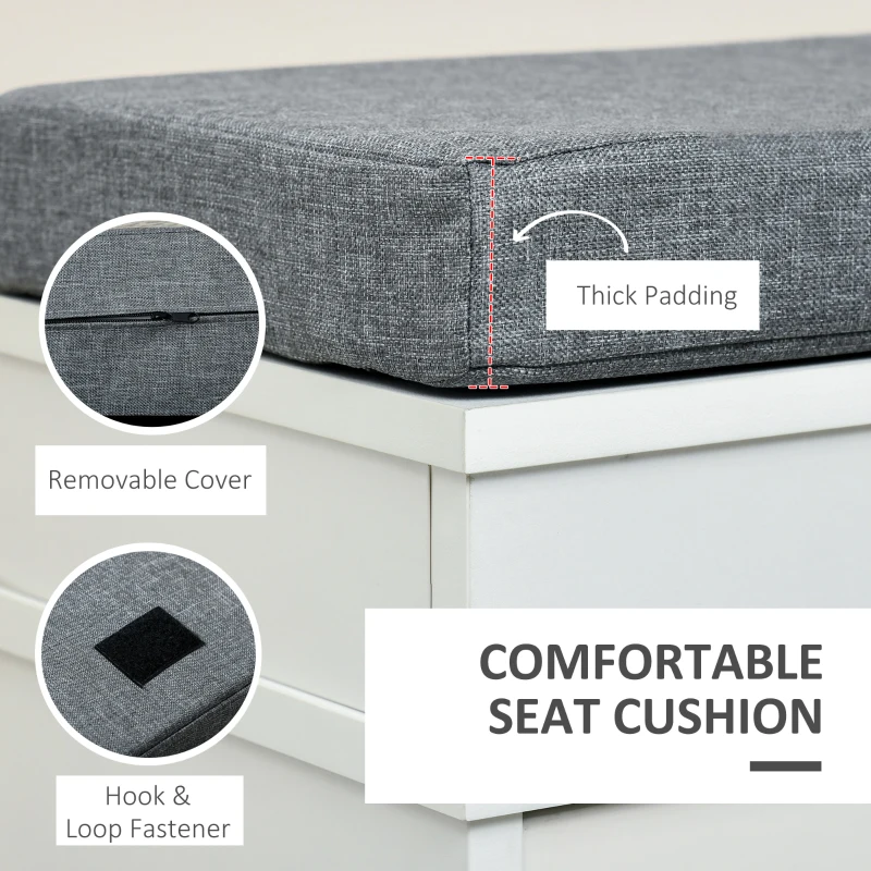 HOMCOM Modern Shoe Storage Bench, Entry Way Bench with Cushion, 2 Drawers, Storage Ottoman Bench, Holds 8 Pairs, White