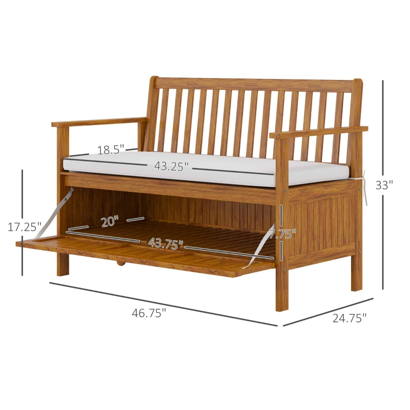 Outsunny 30 Gallon Storage Bench Deck Box with Zippered Padded Cushion Loveseat Perfect for Patio Garden Storage and Front Porch Decor