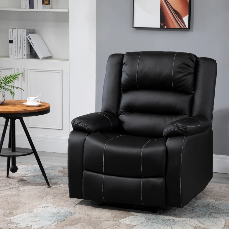 HOMCOM Vibrating Massage PU Leather Recliner Chair with Footrest, Remote Control, and 8 Massaging Points, Black