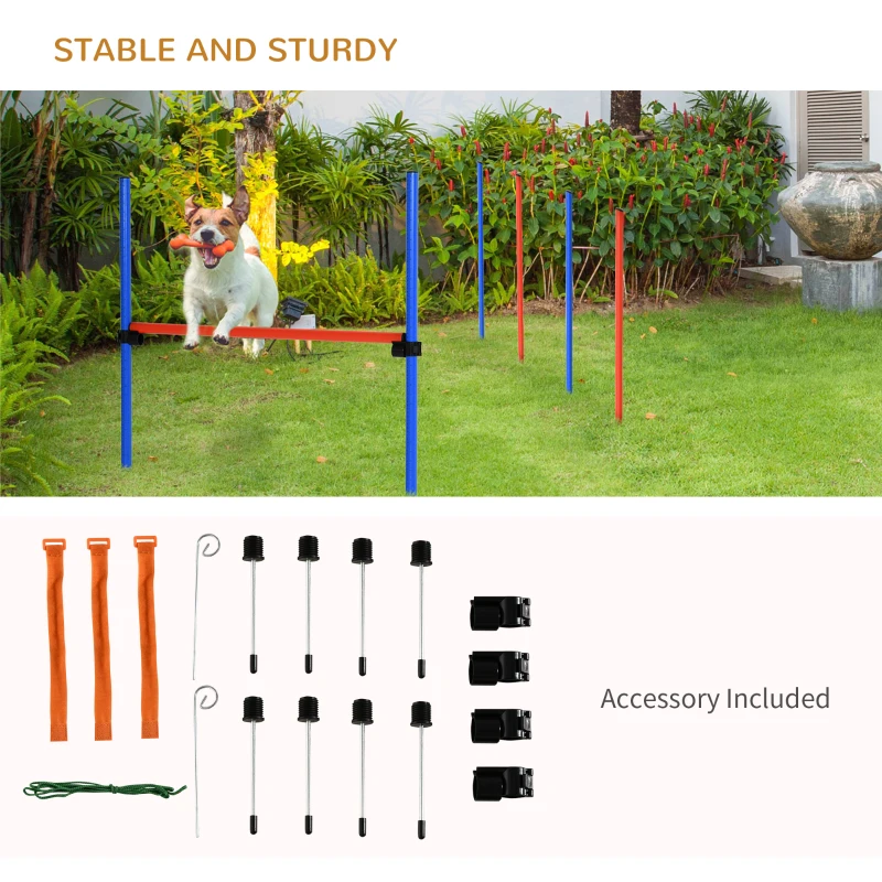 PawHut Dog Agility Training Equipment with Easy 3-Piece Set, Dog Obstacle Course for Backyards of Small Size