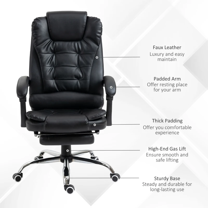 HOMCOM High Back Computer Office Chair with Footrest, Black