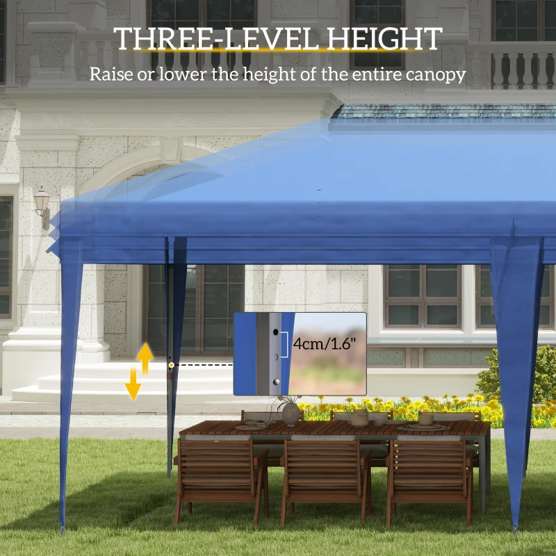 Outsunny 10' x 20' Outdoor Gazebo Pop Up Canopy Party Tent with Carrying Bag, Blue