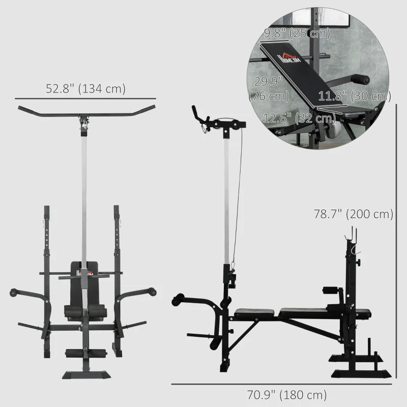 Soozier Adjustable Weight Bench with Pulley System for Home Gym Full Body Workout
