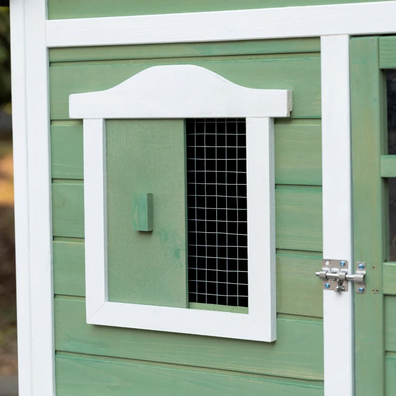 PawHut 44" Chicken Coop, Wooden Chicken House Hen Run, Rabbit Hutch with Nesting Box, Removable Tray, Asphalt Roof, Planting and Lattice, Green