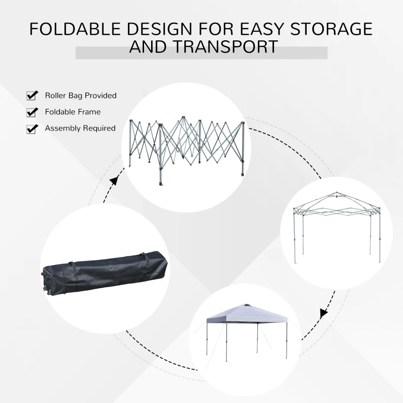 Outsunny 10' x 10' Pop Up Canopy Tent, Instant Sun Shelter with 3-Level Adjustable Height, Top Vents and Wheeled Carry Bag for Outdoor, Garden, Patio, White