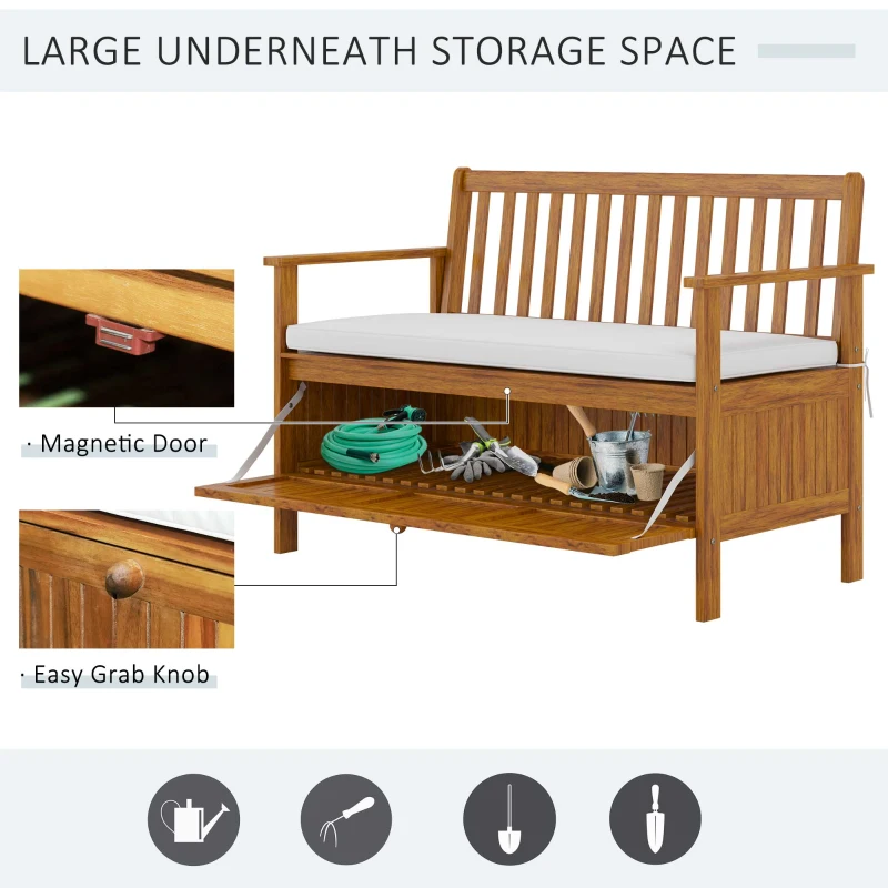 Outsunny 30 Gallon Storage Bench Deck Box with Zippered Padded Cushion Loveseat Perfect for Patio Garden Storage and Front Porch Decor