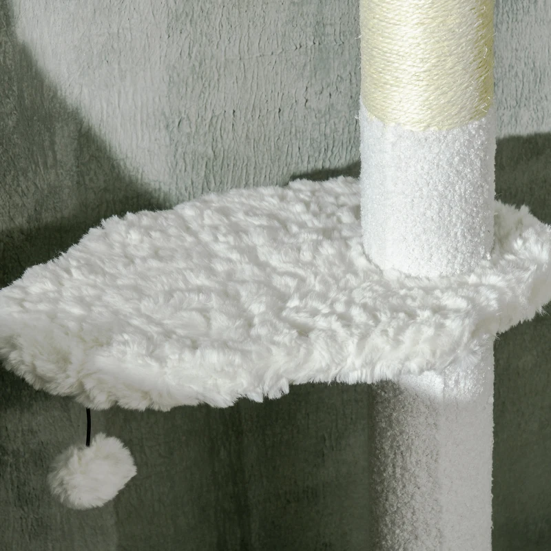 PawHut 8.4' Floor to Ceiling Cat Tree, Adjustable Height, White