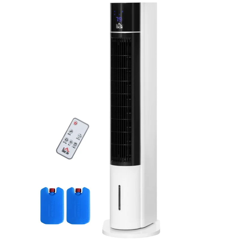 HOMCOM 42" 3-In-1 Air Cooler, 52° Oscillating Portable Swamp Cooler with Humidifier, 3 Modes, 3 Speeds, 12H Time, White