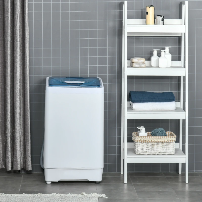 HOMCOM 2-In-1 Full Automatic Portable Washing Machine and Spin Dryer, 1.38Cu Ft Compact Laundry Washer with Wheels, Built-in Gravity Drain and 8 Programs for Apartment, Dorm, RVs, White