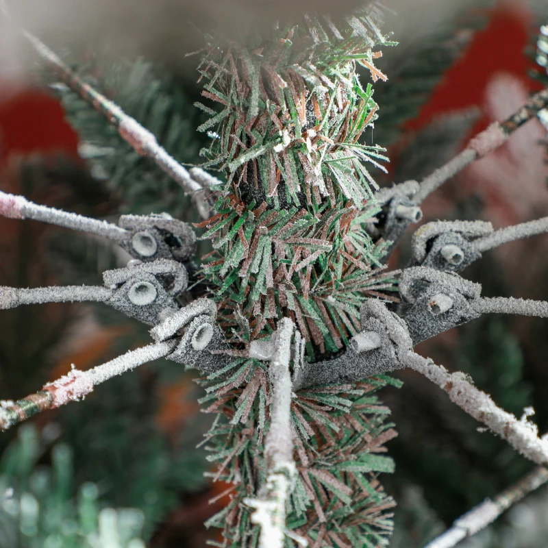 HOMCOM 9 FT Artificial Christmas Tree, Flocked Hinged Xmas Tree with 1939 Tips, Steel Base, Auto Open, Green