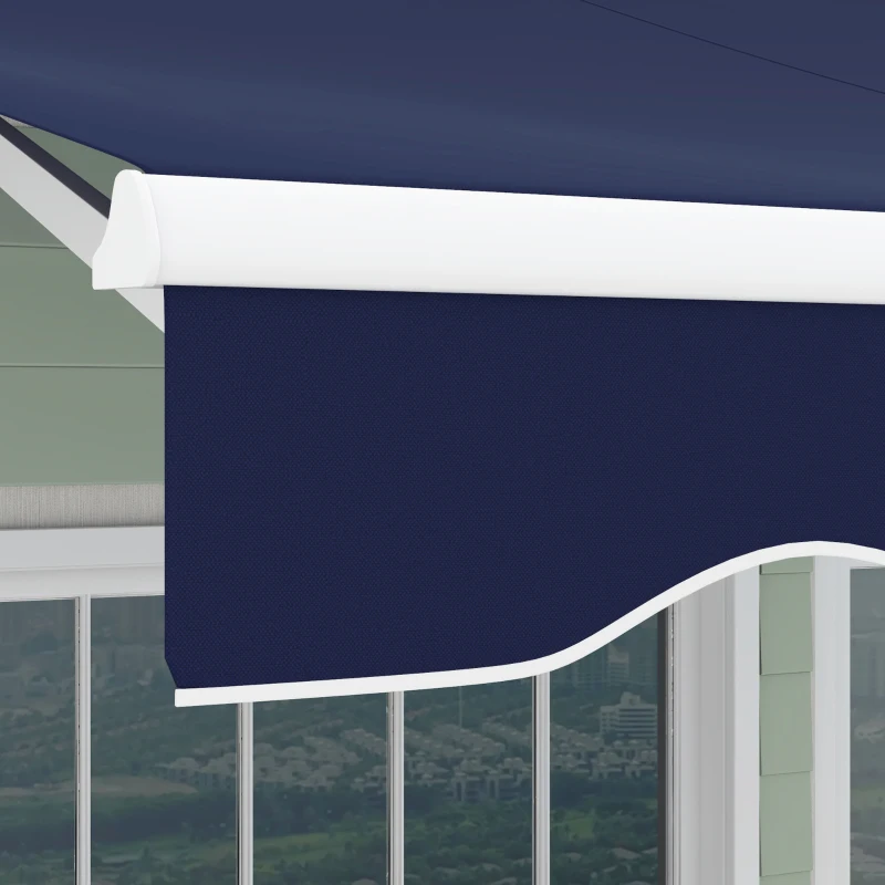 Outsunny 10' x 8' Retractable Awning, Electric Awning, UV Protection Sun Shade Shelter with Remote and Crank Handle, Dark Blue