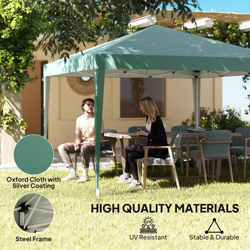 Outsunny 10 x 10ft Folding Pop Up Tent Outdoor Gazebo Canopy with Carrying Bag, Dark Green