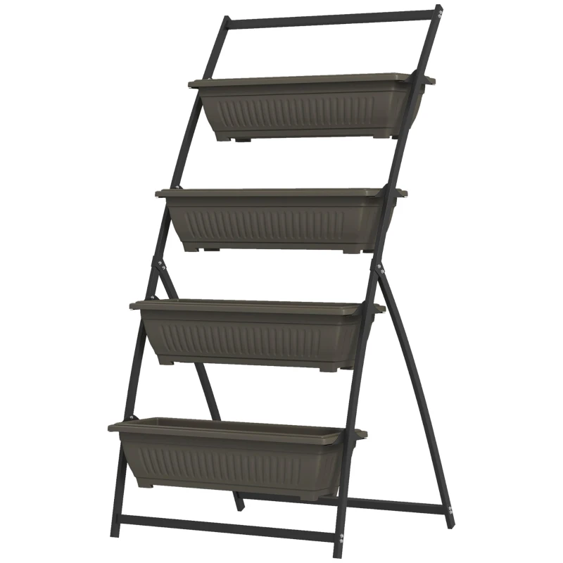 Outsunny 4-Tier Vertical Raised Garden Planter with 4 Boxes, Outdoor Plant Stand Grow Container for Vegetable Flowers, Brown