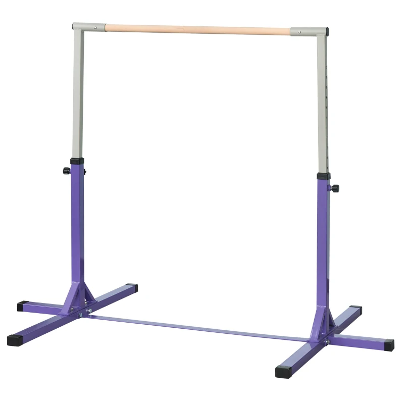 Soozier Professional Gymnastics Bar for Kids, Toddler Home Gymnastics Equipment with 13-level Adjustable Height, Purple