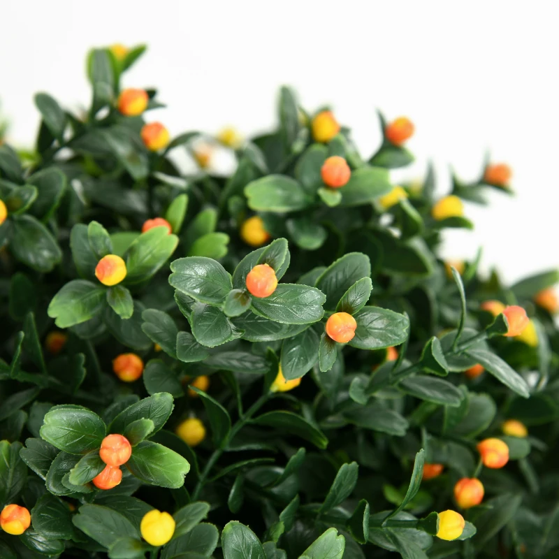 HOMCOM 2 Pack Artificial Tree Boxwood Topiary with Fruits, 20.75", Orange