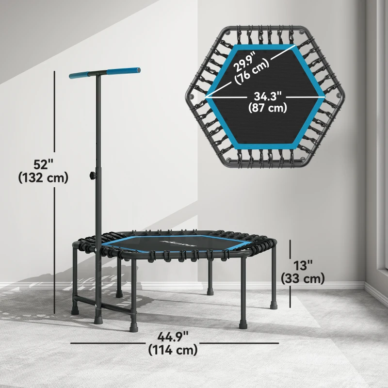 Soozier 45" Rebounder Trampoline for Adult, Quiet Bungee Rebounder with Adjustable Handle, Blue