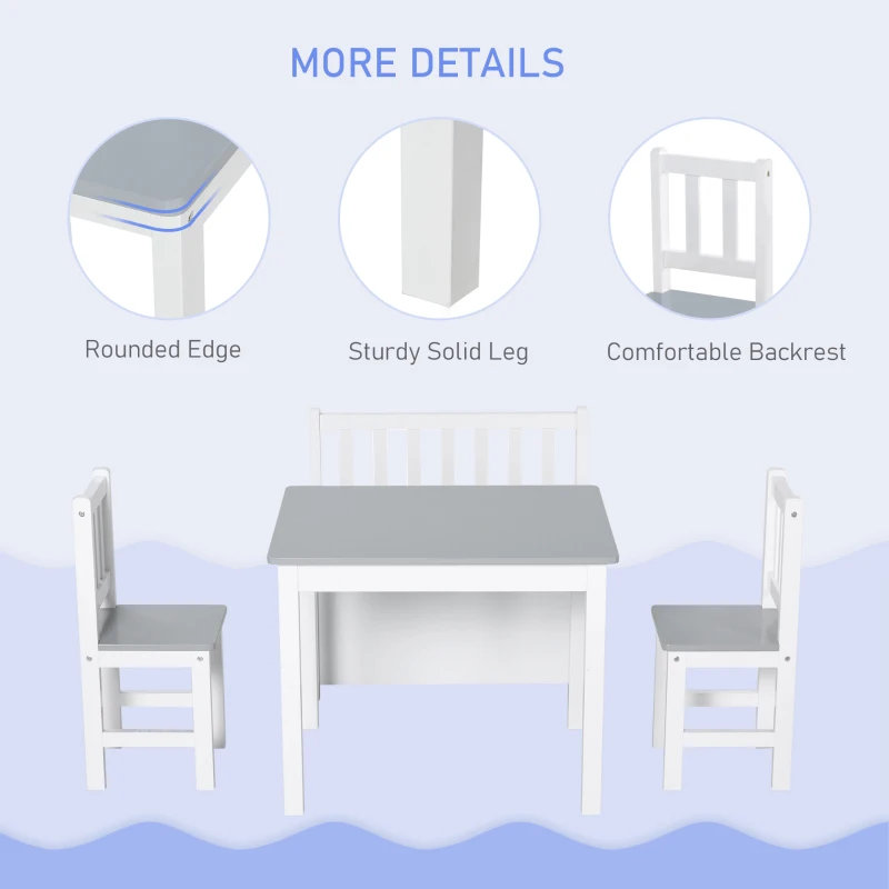 Qaba 4-Piece Kids Table and Chair Set with Storage