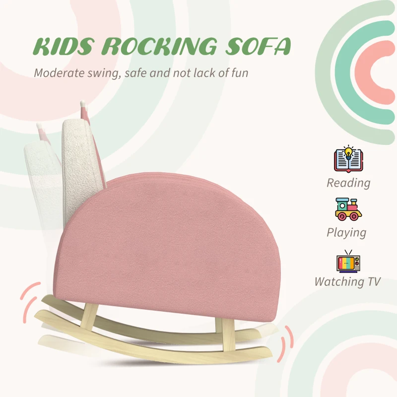 Qaba Kids Rocking Chair, Princess Crown Toddler Chair, Children's Armchair Rocker for Bedroom, Playroom, Pink