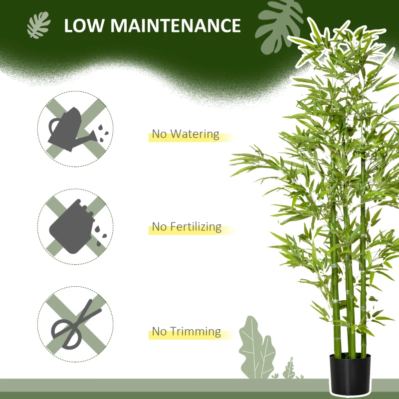 HOMCOM 5FT Artificial Bamboo Tree Faux Decorative Plant in Nursery Pot for Indoor Décor