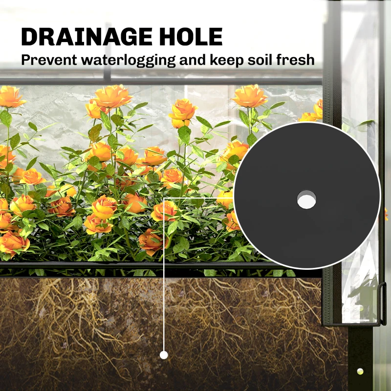 Outsunny Raised Garden Bed with Flip-Up Greenhouse Cover, Metal Elevated Garden Bed with Legs and Drainage Hole, Black
