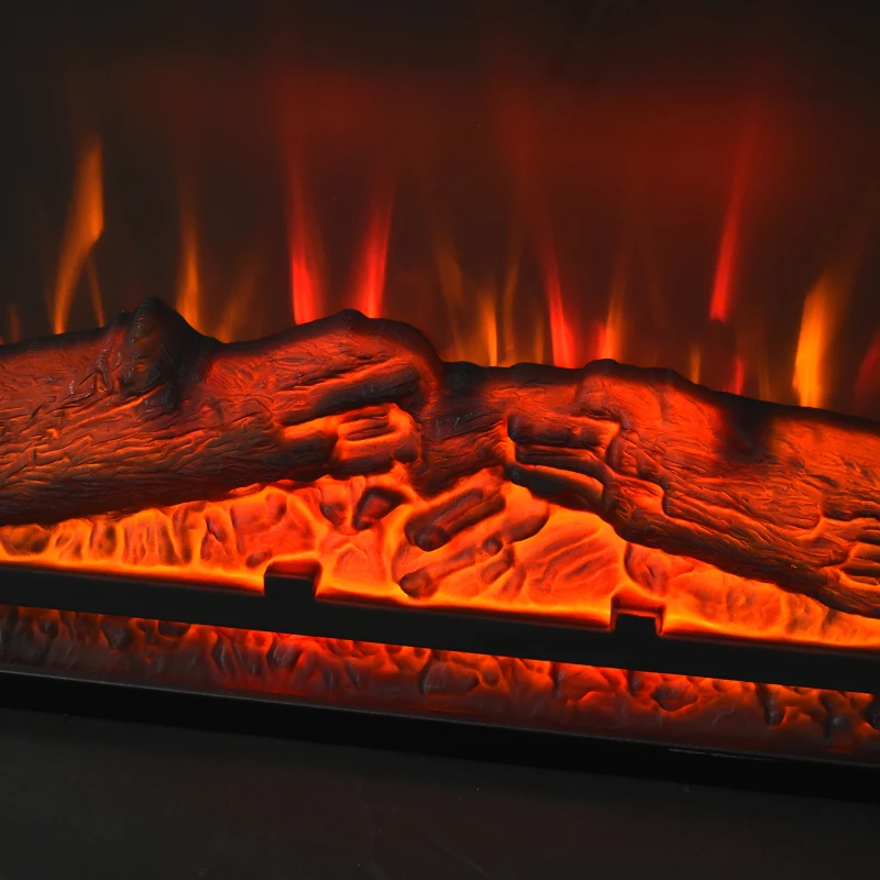 HOMCOM Electric Fireplace Insert for Wood Cabinets with Realistic Flame Effect and Automatic Shut-Off, Black