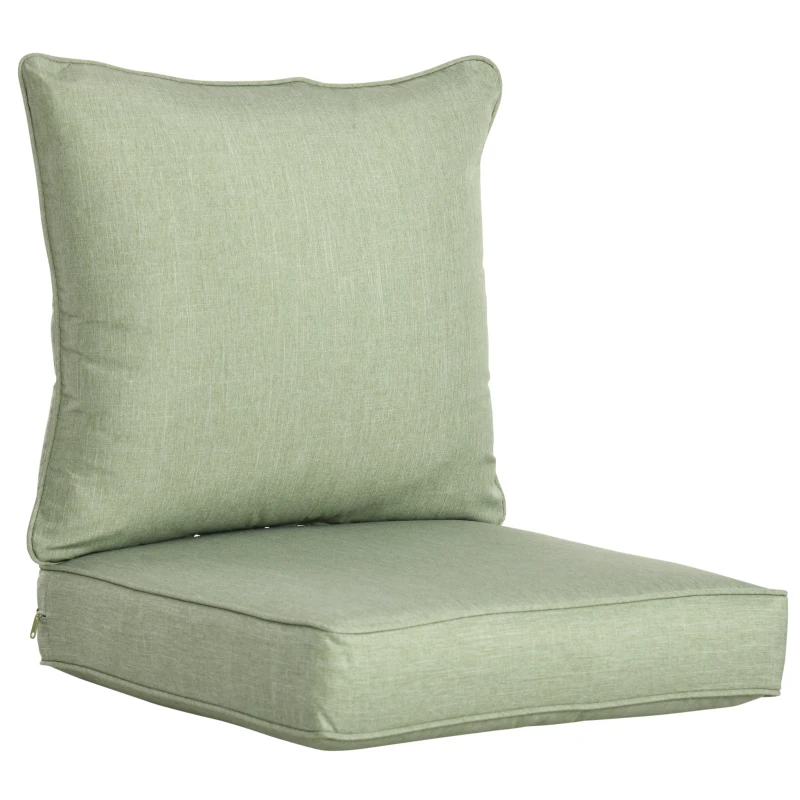 Outsunny Patio Chair Cushions, Thick Deep Seat Outdoor Seat Cushion with Back Cushion, Light Green