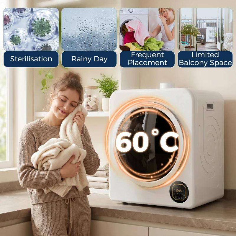 HOMCOM Clothes Dryer with 6 Drying Modes, Laundry Dryer with Stainless Steel Tub 18 lbs, White