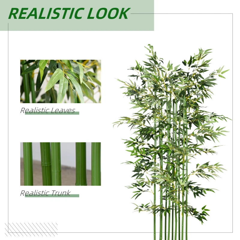 HOMCOM 5ft Tall Artificial Bamboo Tree, Decorative Faux Plant with Pine Wood Base for Indoor Home Office Decor