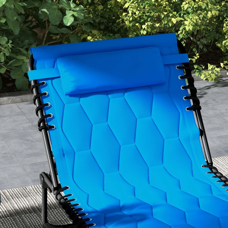 Outsunny Folding Chaise Lounge Set with Reclining Back, 25.6" x 74" x 14.2", Blue