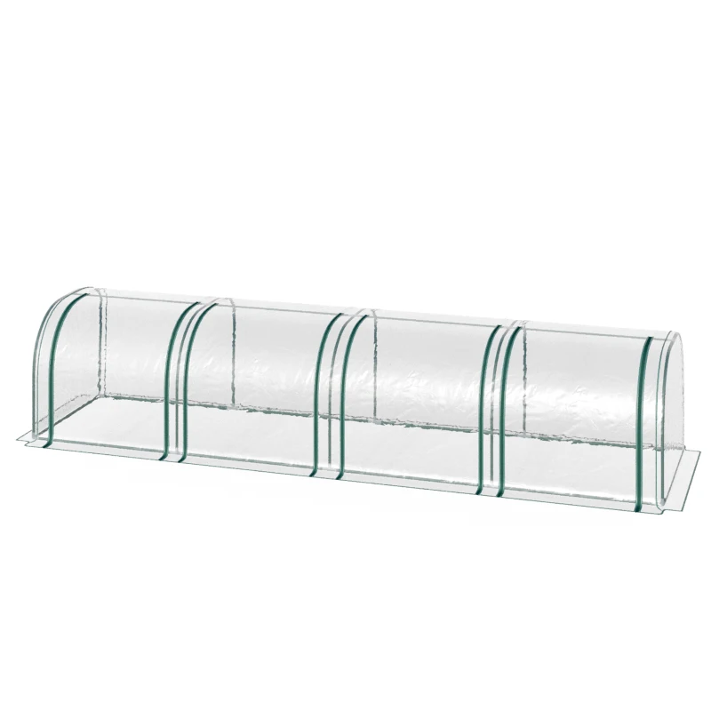 Outsunny 13' L x 3' W x 2.5' H Portable Tunneled Greenhouse with 4 Zippered Doors, Water/UV Fighting PVC Cover, Clear