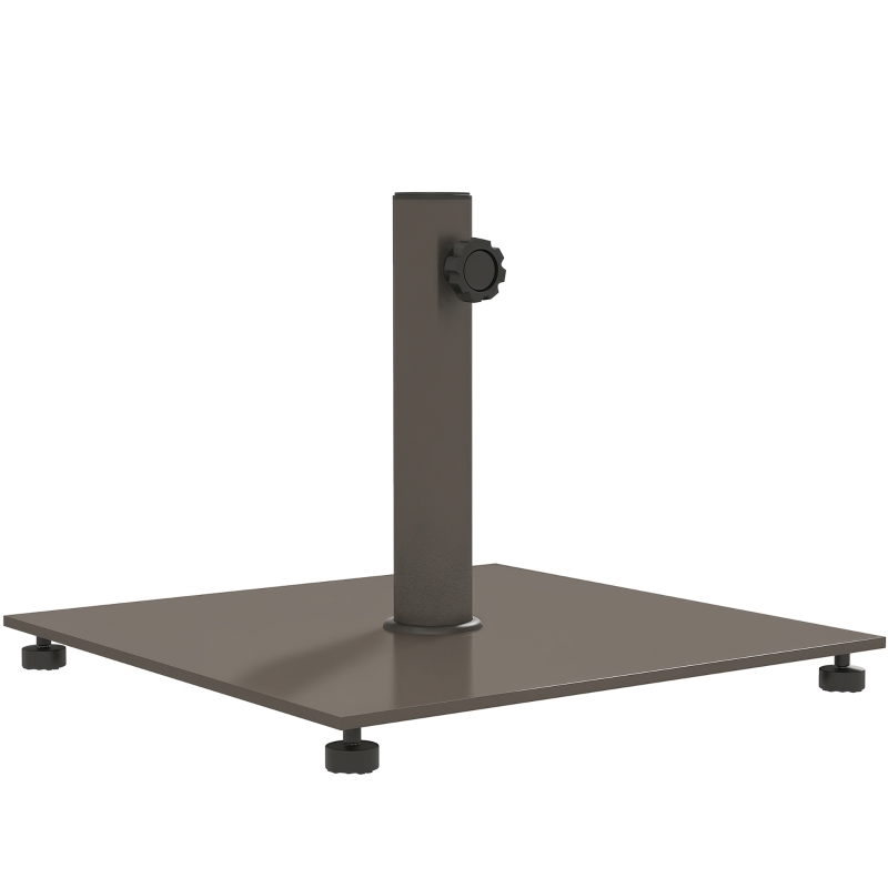 Outsunny Square Patio Umbrella Base, 29 lbs Metal Umbrella Stand Base with Adjustable Foot Pads, Heavy Duty Patio Umbrella Holder for 1.5"/1.9" Umbrella Poles for Outdoor, Lawn, Poolside, Brown