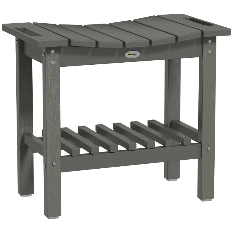 Outsunny HDPE Shower Bench, Waterproof Shower Stool with Handle, Storage Shelf, Non-Slip Pads for Indoor Outdoor, Dark Gray