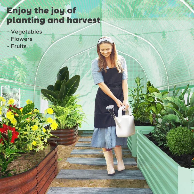 Outsunny 6.6' x 11' x 7' Portable Walk-In Tunnel Greenhouse, Garden Plant Growing Warm House, Outdoor Seed Flower Vegetable Growth Tent, Green