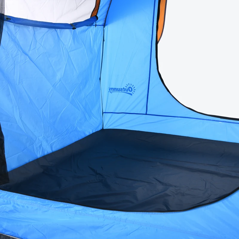 Outsunny 2000mm Waterproof SUV Tent, Car Tent with 3 Doors and Mesh Window, for 5-6 Person Camping Travel, Blue and Orange