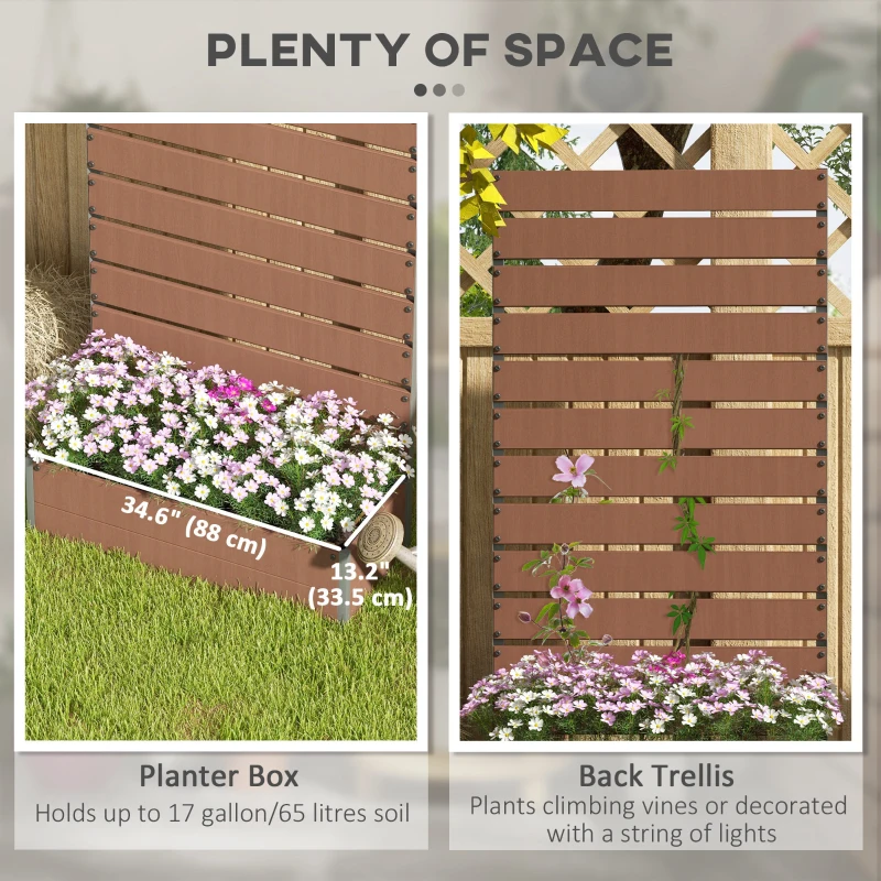Outsunny Trellis Planter for Climbing Plants, Raised Garden Bed with Trellis, Planter Box for Outdoor Garden, Light Brown