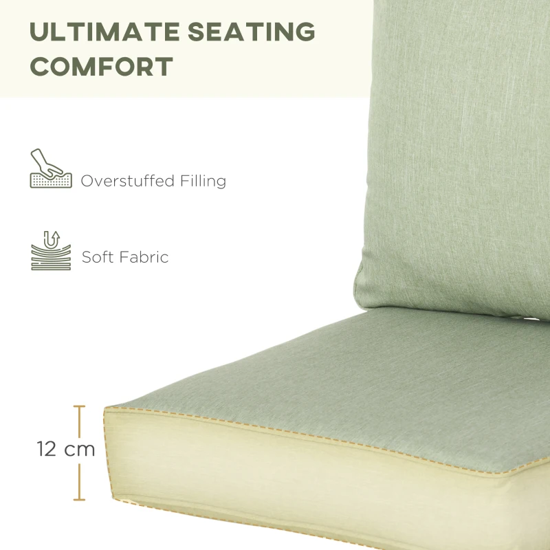 Outsunny Patio Chair Cushions, Thick Deep Seat Outdoor Seat Cushion with Back Cushion, Light Green