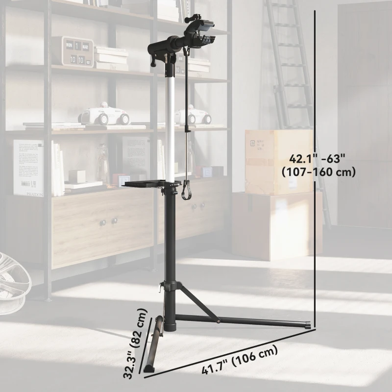 HOMCOM Bicycle Repair Stand Max 88 lbs, Bike Fixing Stand, Height Adjustable, Foldable and 360° Rotatable for Road Bike, Mountain Bike, E-Bike