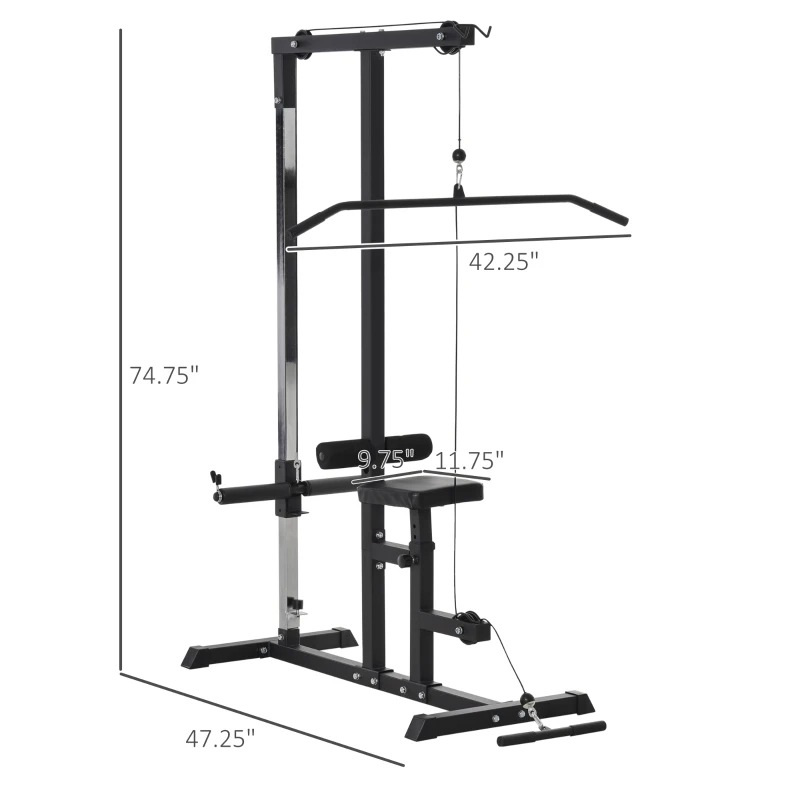 Soozier Power Rack Exercise Pulldown Weight Machine with 5 Adjustable Cable Positions for Strengthening Many Muscle Groups Home Gym, 41" x 47" x 71"