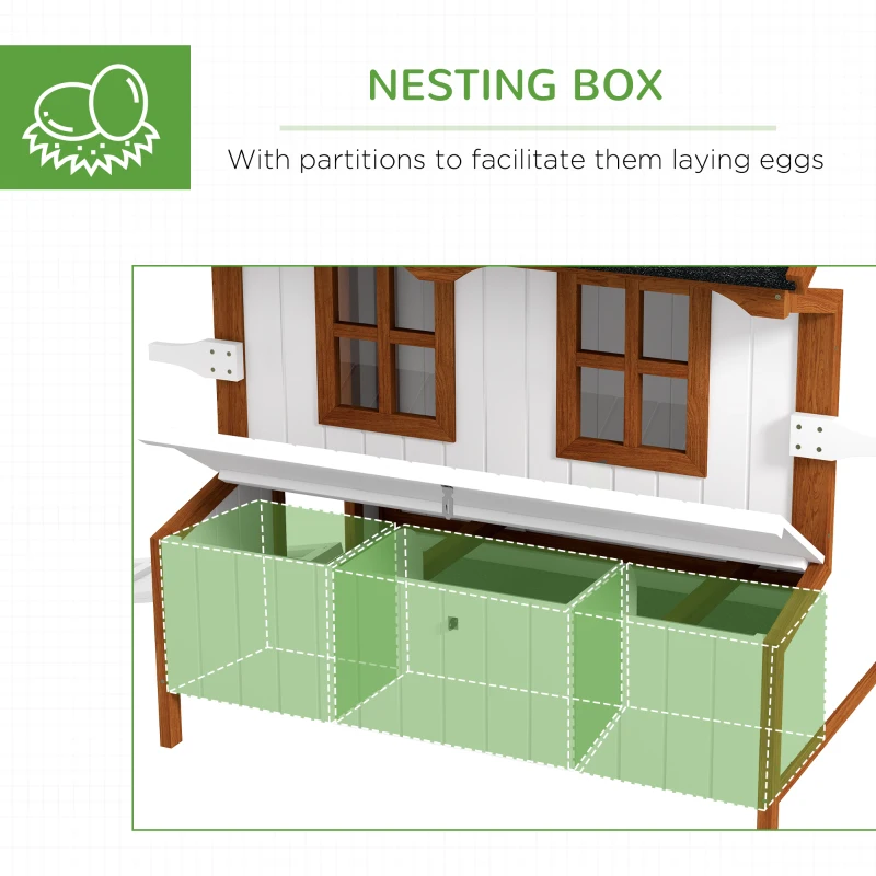 PawHut 47" Chicken Coop, Wooden Chicken House Raised Rabbit Hutch with Waterproof Roof, Nesting Box and Handles for 3-5 Hens, Poultry Cage Portable Hen Pen for Backyard