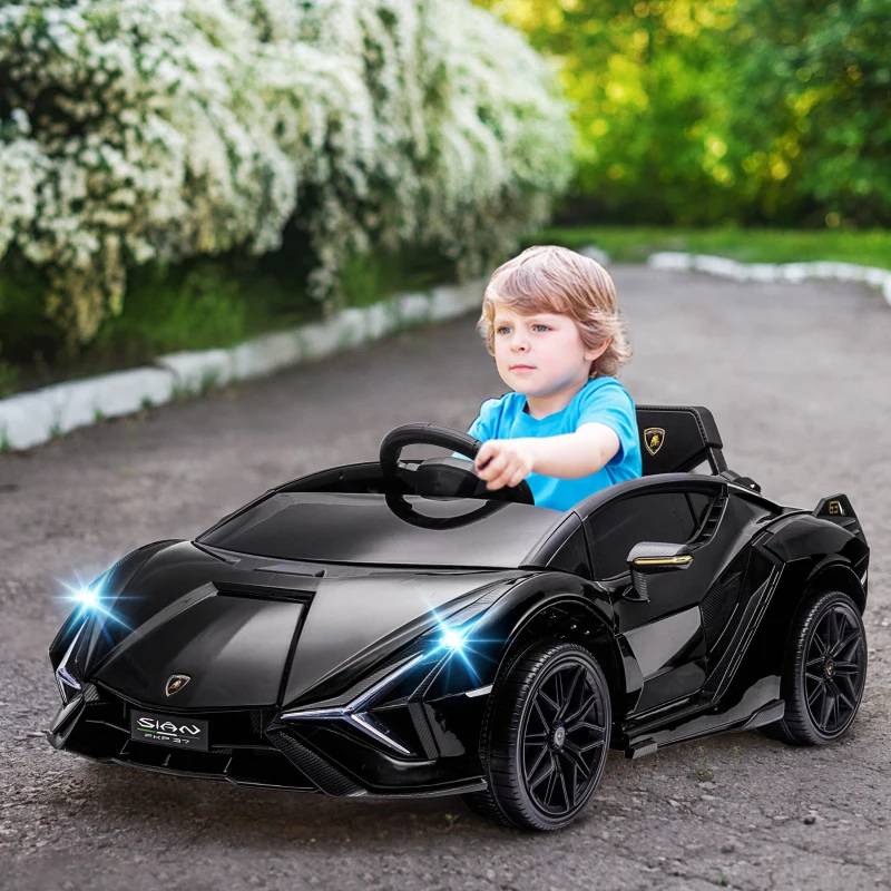 Aosom 12V Lamborghini SIAN Licensed Electric Car for kids with Remote Control, Horn, Music, & Headlights, Black