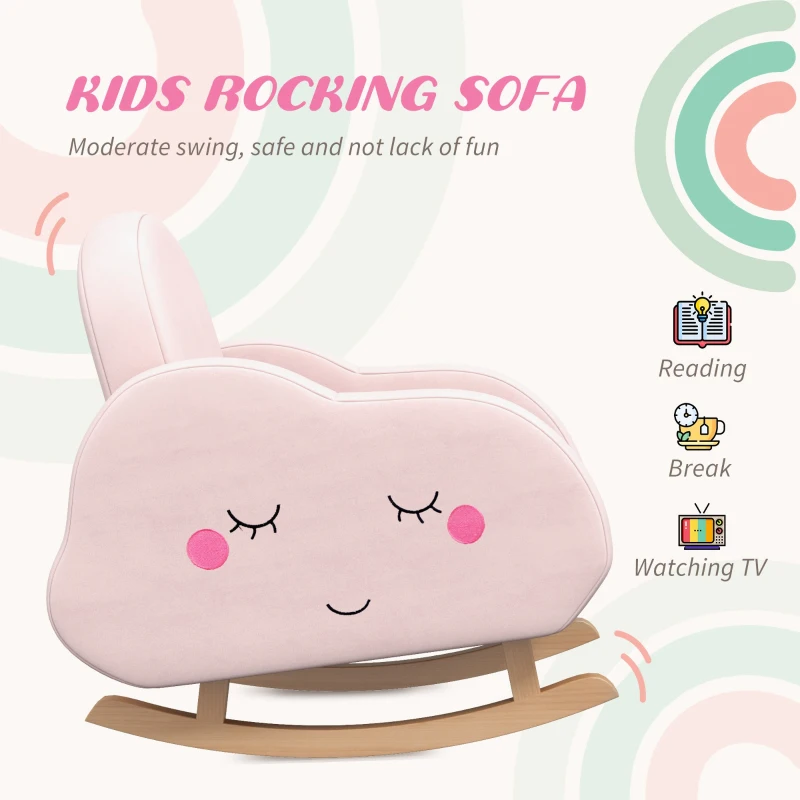 Qaba Rocker Armchair for Nursery Playroom Preschool for 1.5-5 Years, Pink