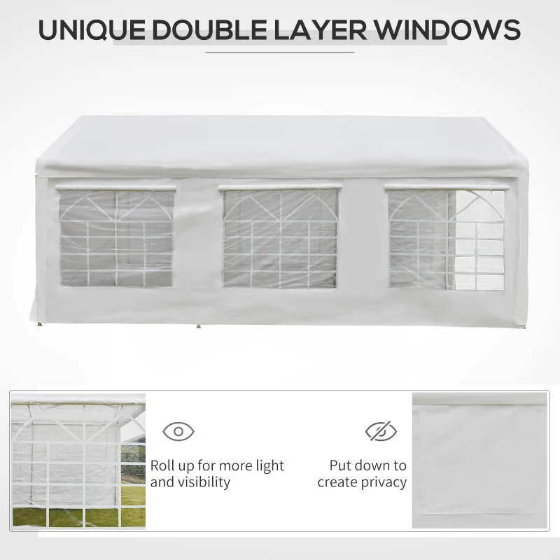 Outsunny 20’ x 10’ Heavy Duty Party Tent Outdoor Carport Canopy Shelter Gazobo with Sidewall, Zipper Door and Windows, White
