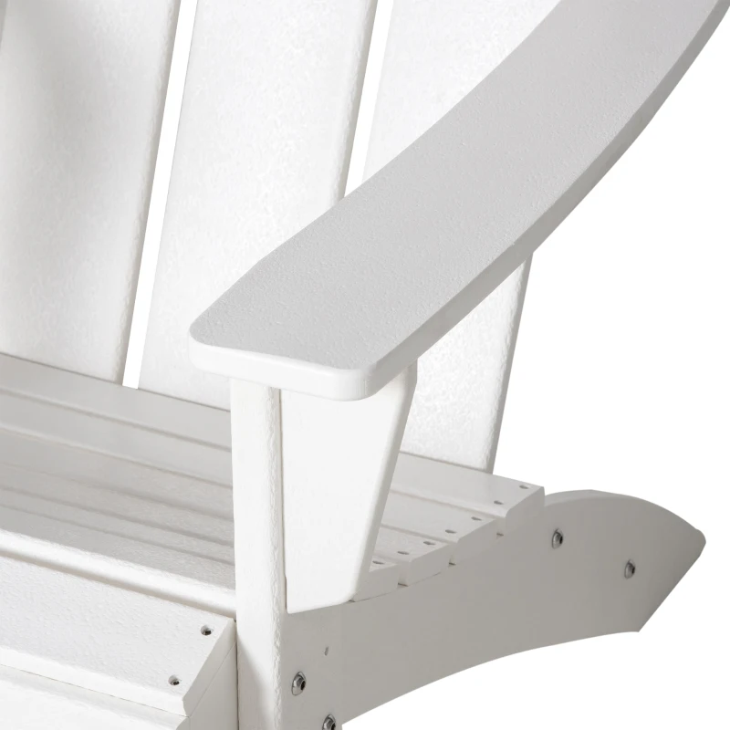 Outsunny Patio Adirondack Chair, Outdoor HDPE Fire Pit Chair, Weather Resistant Outdoor Chair with High-back, Patio Chair for Deck, Garden, Backyard, White