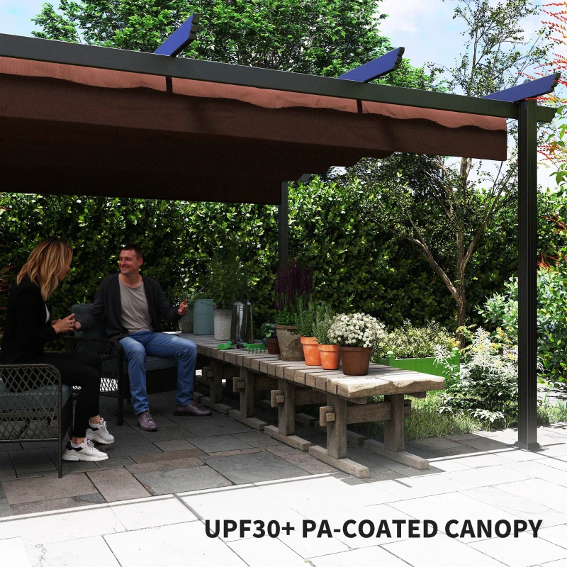 Outsunny 13' x 13' Aluminum Retractable Pergola Canopy, Outdoor Pergola for Garden, Patio, Backyard, Deck, Brown