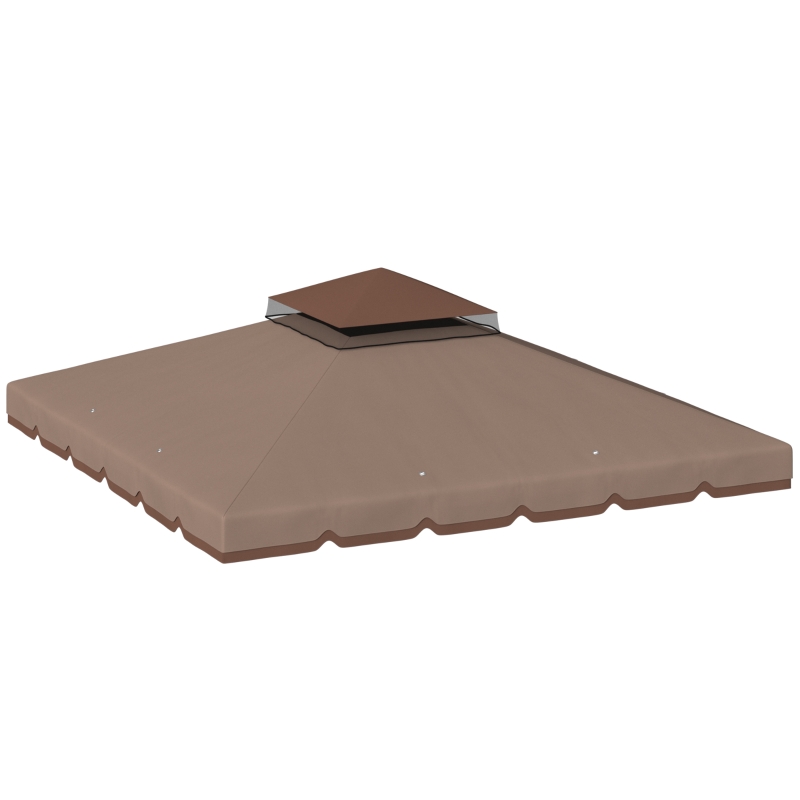 Outsunny 10' x 10' Gazebo Canopy Replacement, Double-Tier Outdoor Gazebo Cover Top Roof, TOP ONLY, Khaki/Brown