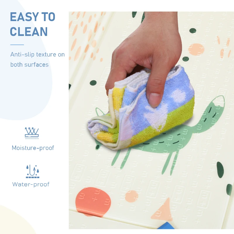 Qaba Foldable Baby Play Mat Educational Reversible XPE Floor Mat Heat-Insulating Crawling Toddler Foam Mat Portable Picnic Carpet Exercise Workout Mat for Indoor & Outdoor 79" x 59"