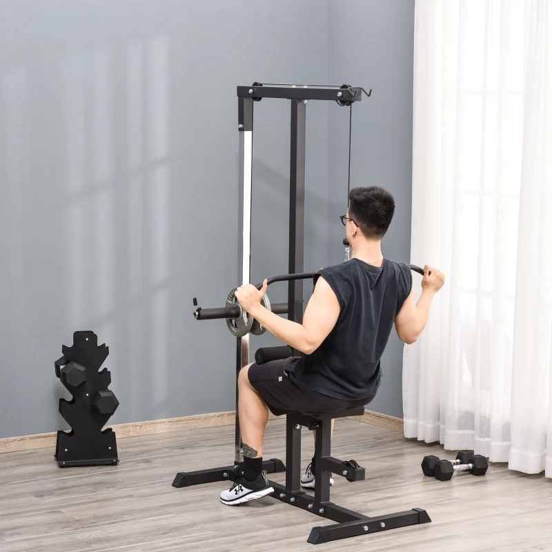 Soozier Power Rack Exercise Pulldown Weight Machine with 5 Adjustable Cable Positions for Strengthening Many Muscle Groups Home Gym, 41" x 47" x 71"